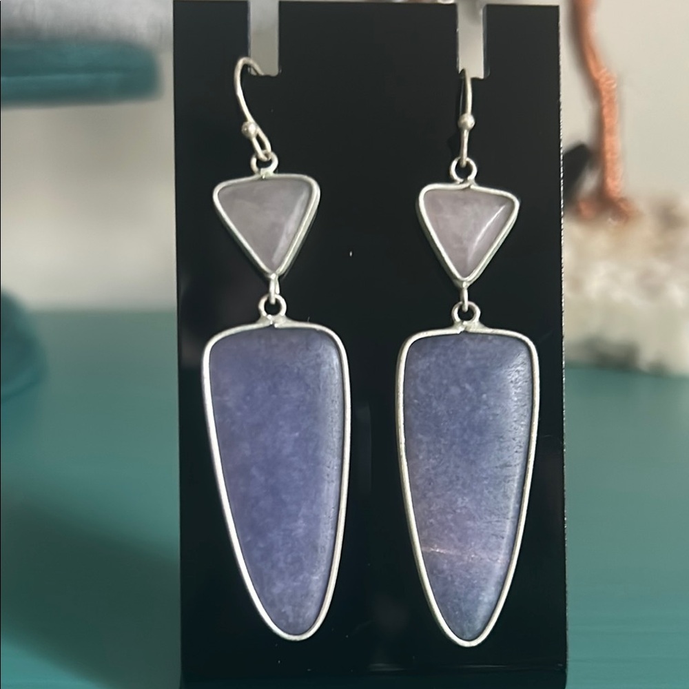 Elegant Silver and Purple Dangle Earrings